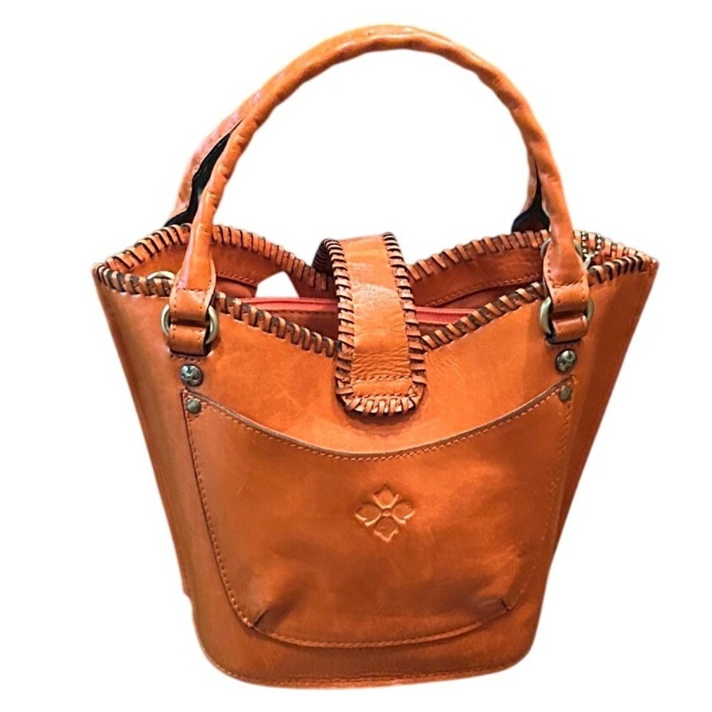 Patricia Nash Orange Tooled Leather Satchel - Picture 3 of 10